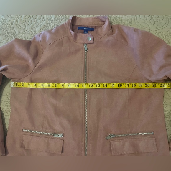 🛍️ 3 For $10🛍️ Apt 9 Women's Dusty Rose Pink Faux Suede Jacket, Size L - Picture 5 of 9